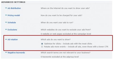 Microsoft adcenter ad rotation options