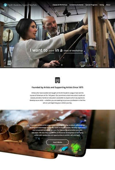 The Art Students League of New York member website that Ironpaper developed using WordPress