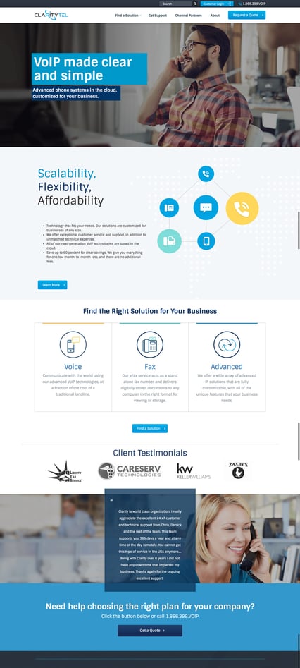 ClarityTel VoIP website design