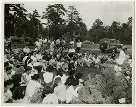 Vintage photograph of a meeting