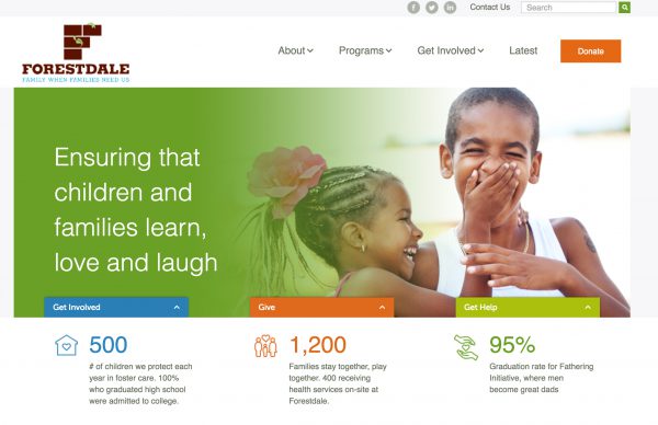 Nonprofit website design example 