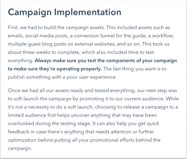 Blog article writing checklist - campaign implementation