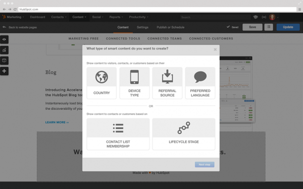 HubSpot website personalization