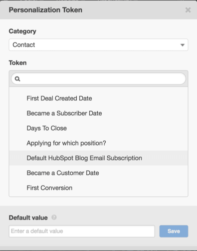 HubSpot dynamic personalization tokens